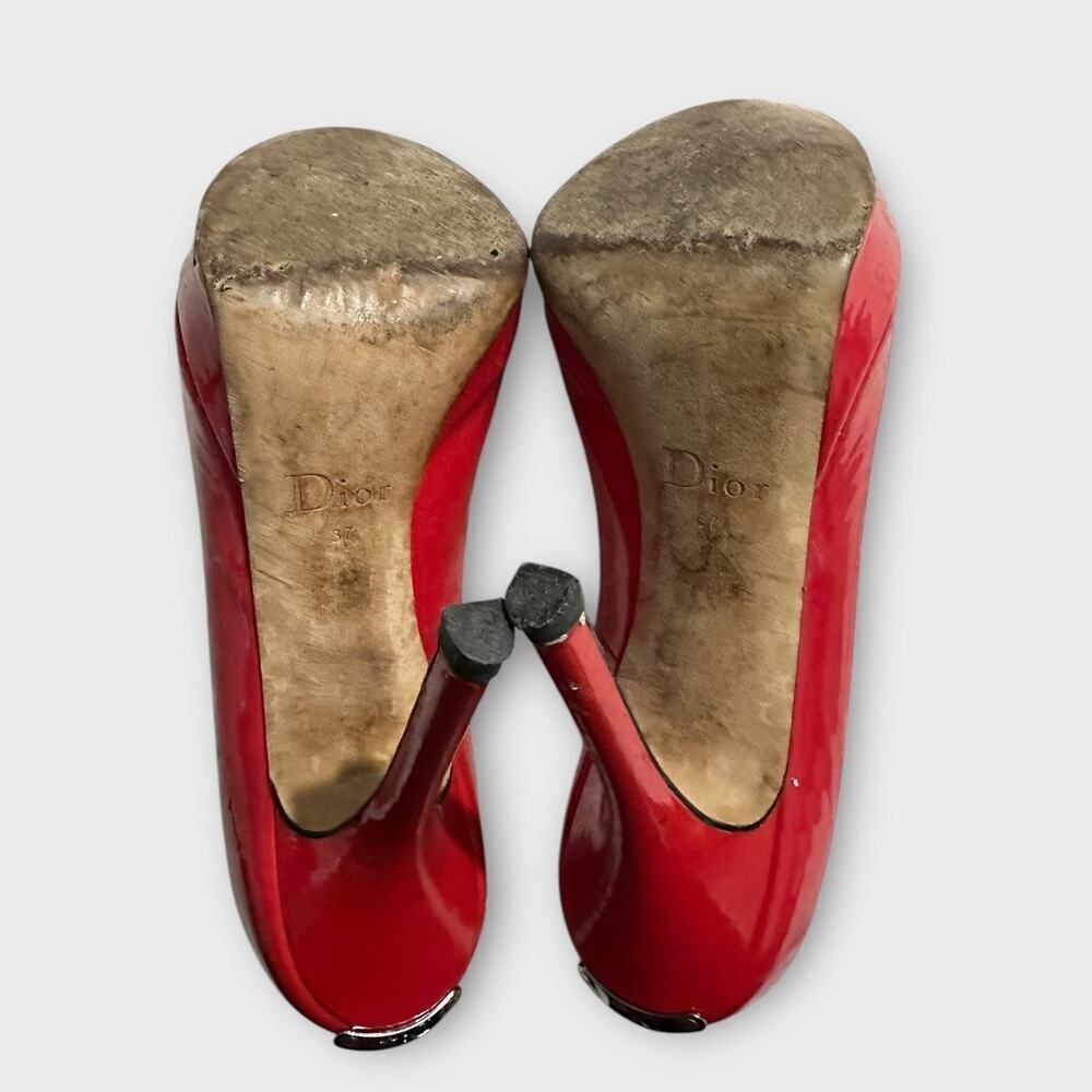 Christian Dior High Stiletto Heels Women's 37 Red Patent Leather Pumps Miss Dior - Picture 9 of 16
